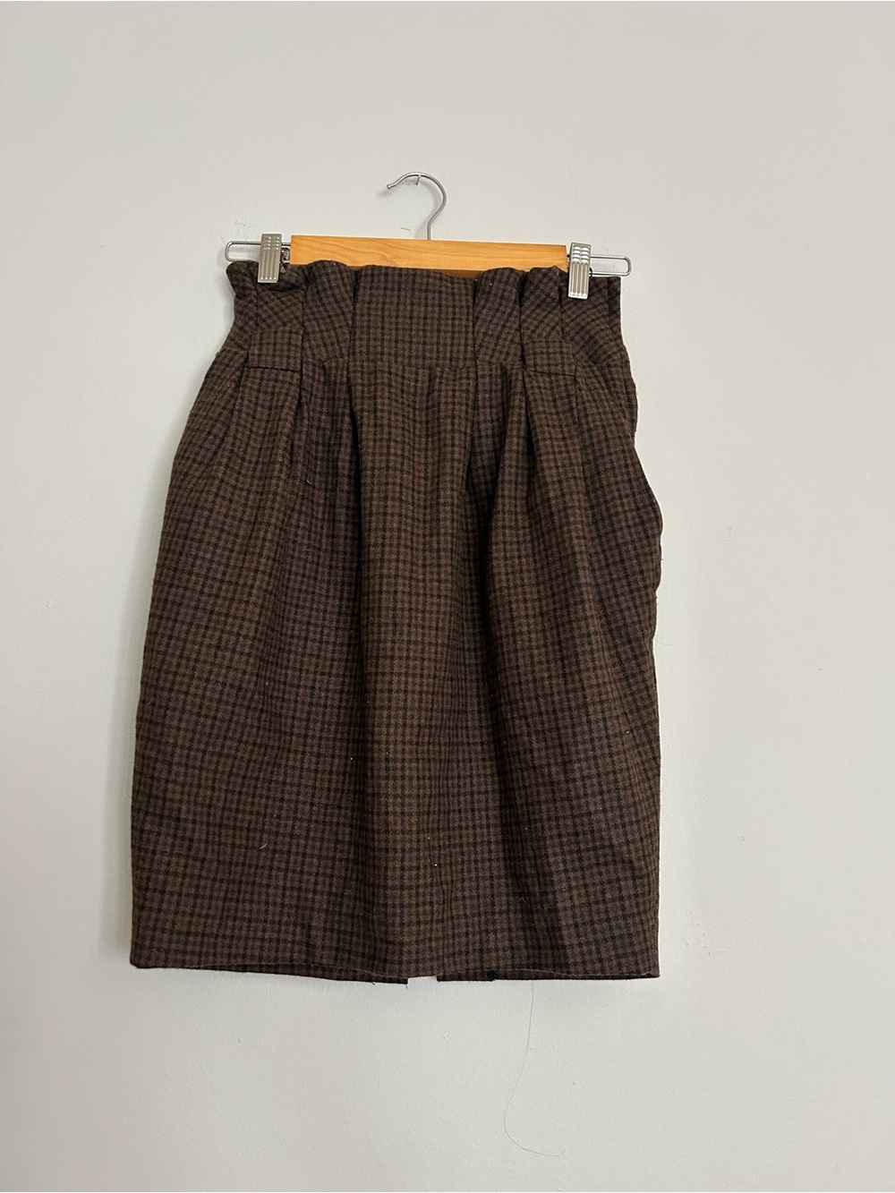 High-Waist Brown Plaid Paperbag Skirt H&M size 4